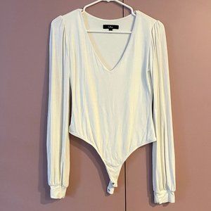 Lulus White Long Sleeve Bodysuit (S)